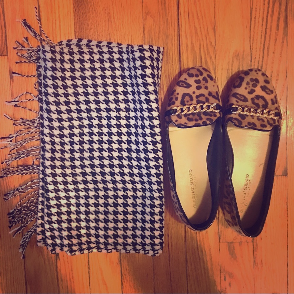 Black/Whi Houndstooth Pashmina Scarf